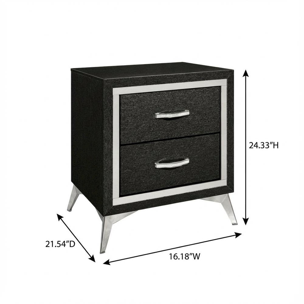 Black Bedroom Nightstand with Sleek Design and Ample Storage