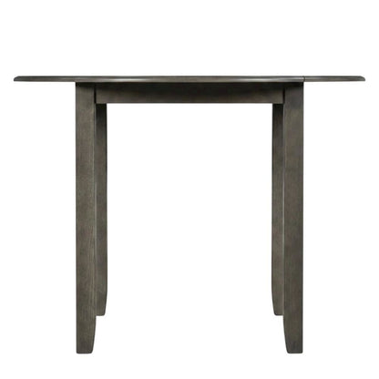 3-Piece Wood Dining Set Round Drop-Leaf Table 2 Chairs Contemporary Gray