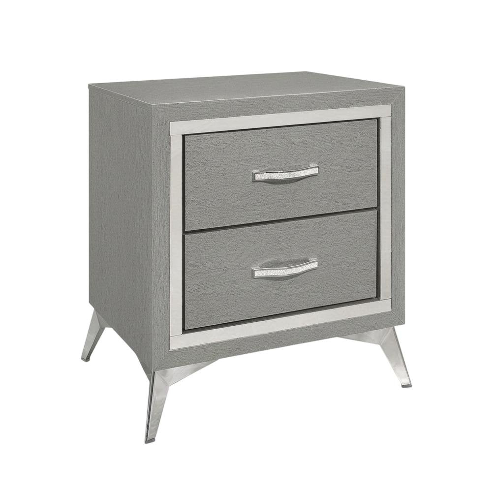 Gray Bedroom Nightstand with Full Extension Drawer Glides and Modern Design