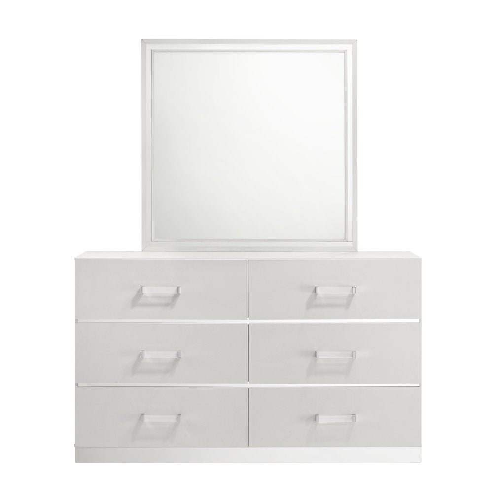 Europa 8-Piece Wood King Bedroom Set (B/Dr/Mr/Ch/2Ns with Panels), White