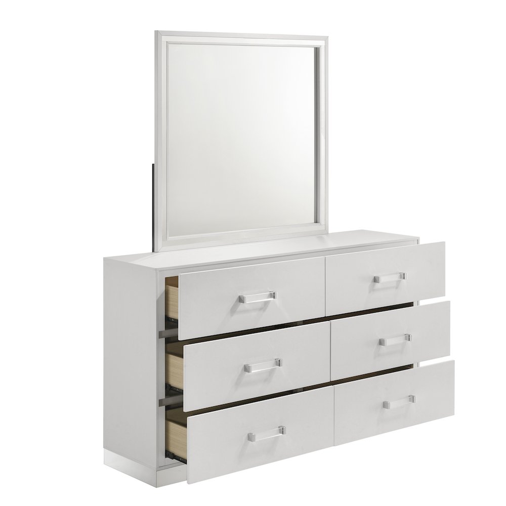 Europa 8-Piece Wood King Bedroom Set (B/Dr/Mr/Ch/2Ns with Panels), White