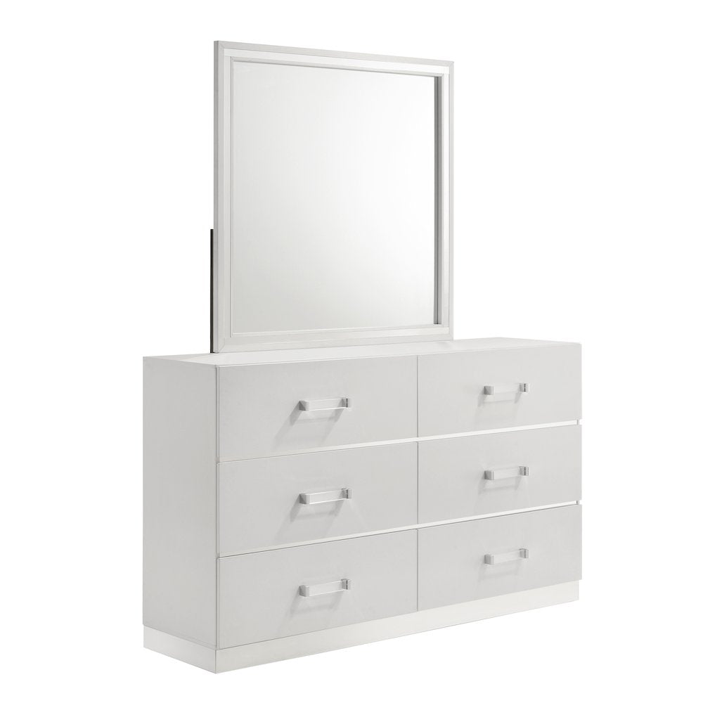 Europa 8-Piece Wood King Bedroom Set (B/Dr/Mr/Ch/2Ns with Panels), White