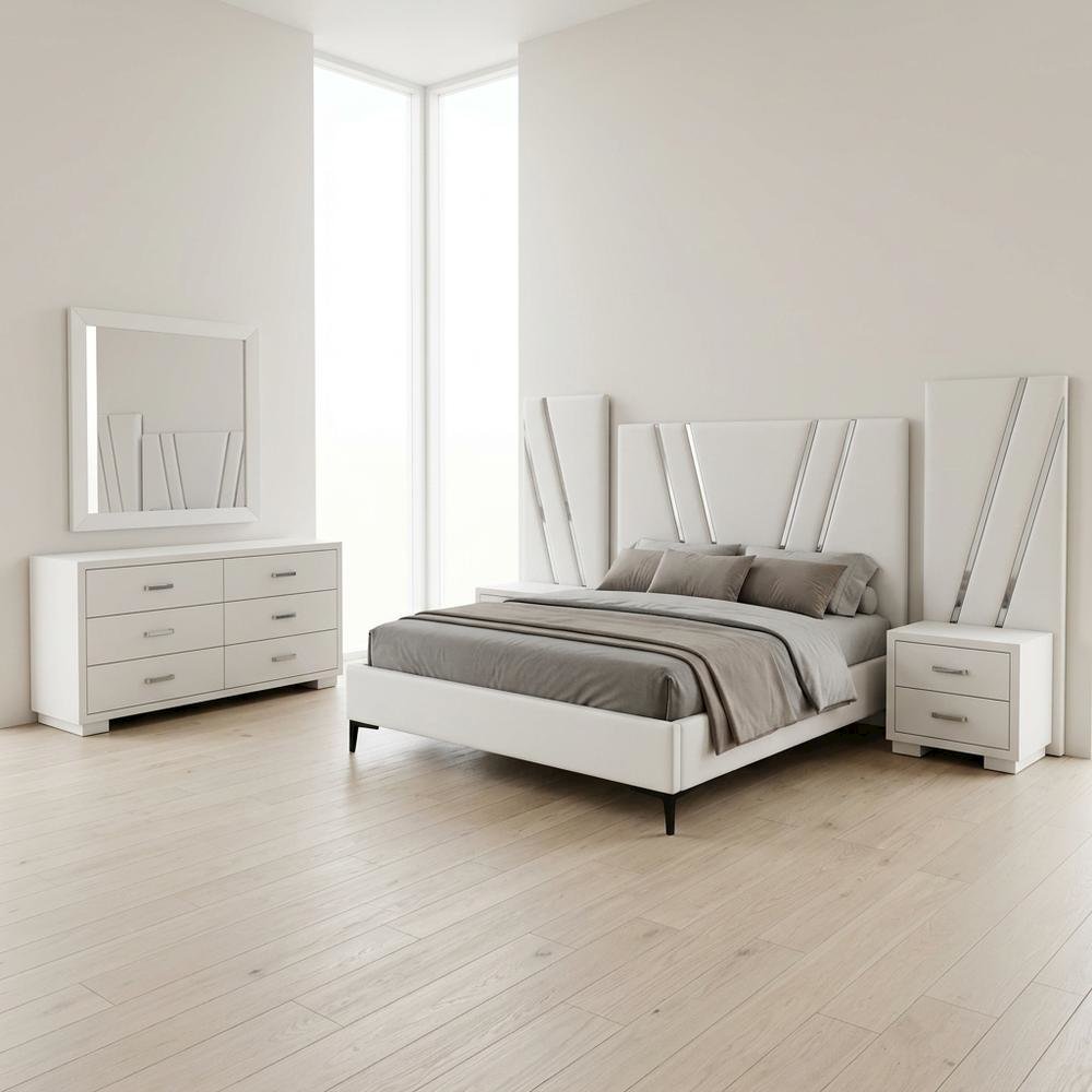 Solid Wood King Bedroom Furniture Set with Mirror, Dresser and Nightstands