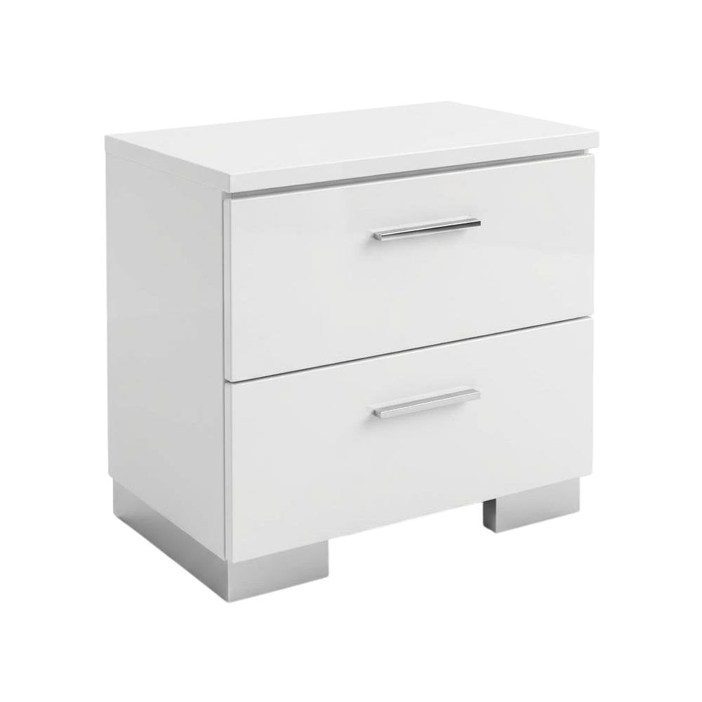 White Solid Wood Nightstand with 2 Drawers for Bedroom Decor