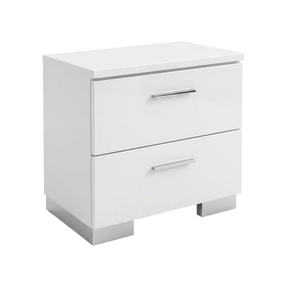 White Solid Wood Nightstand with 2 Drawers for Bedroom Decor