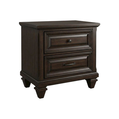 Walnut Solid Wood Nightstand with Two Drawers for Bedroom Storage