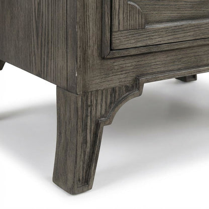Gray Marble Top Nightstand with Painted Finish and Brushed Nickel Handle