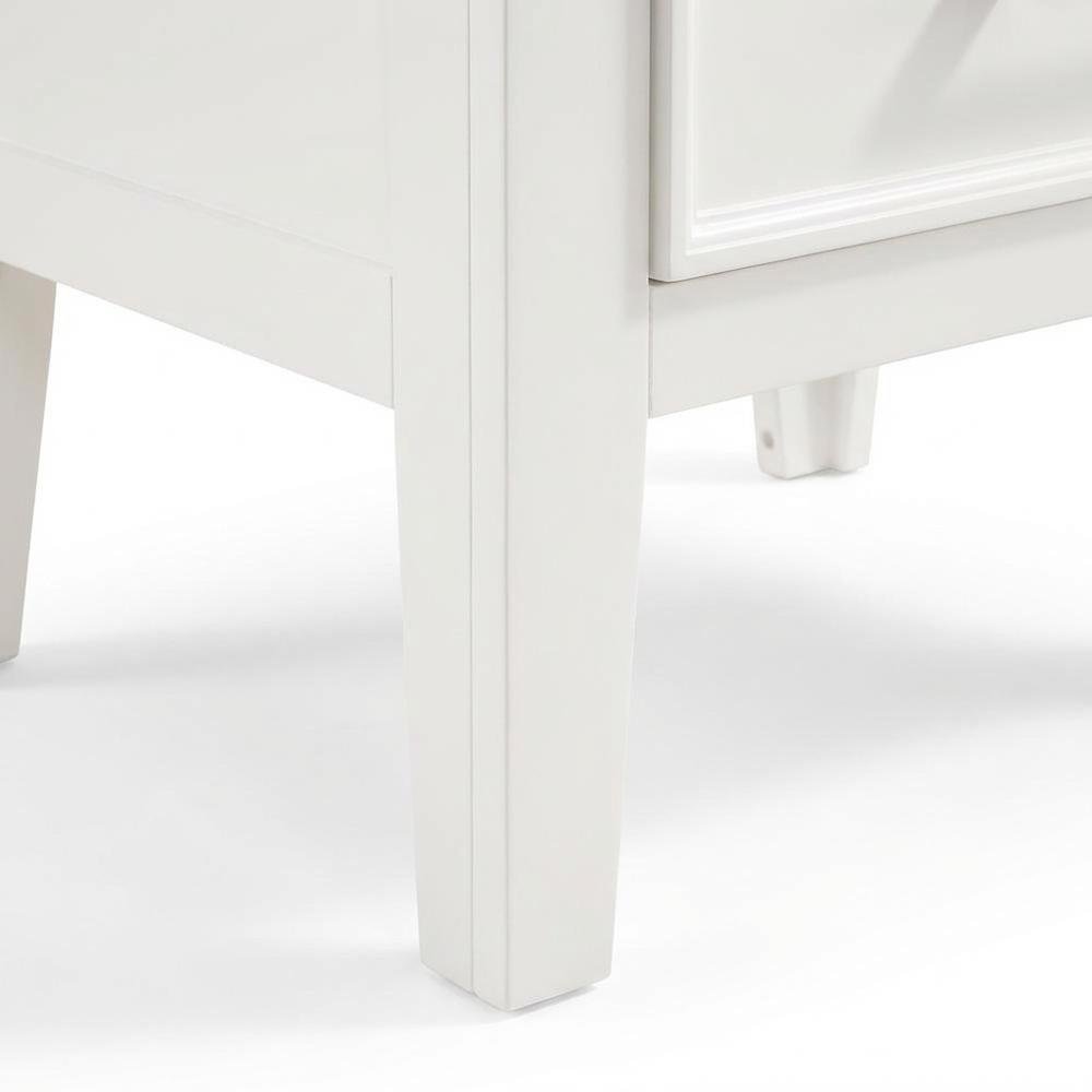 White Wood Nightstand with 2 Drawers, Modern Bedroom Storage