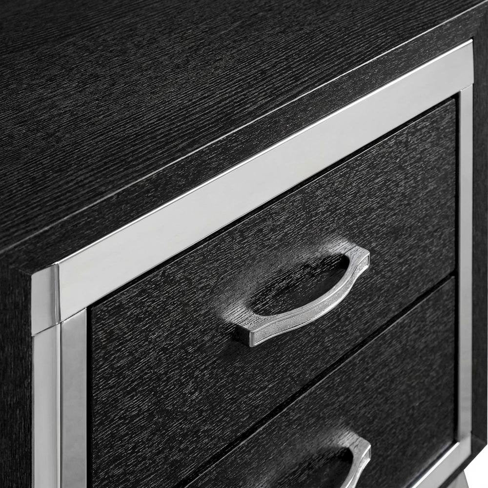 Black Bedroom Nightstand with Sleek Design and Ample Storage