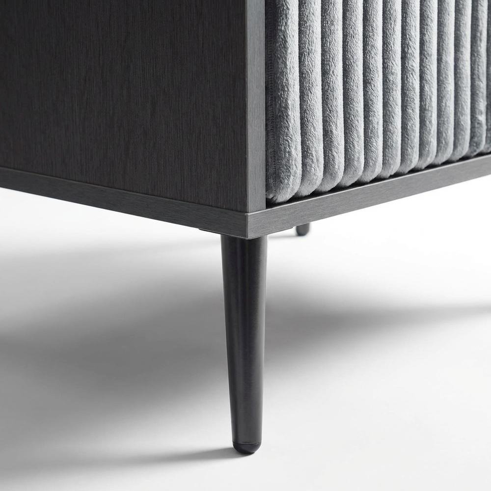Gray Nightstand with Modern Design and Center Drawer Glide Mechanism