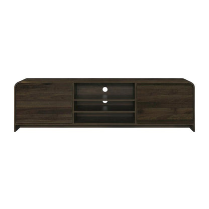 Walnut Wood TV Stand with Solid Rubberwood and Veneers for Indoor Living