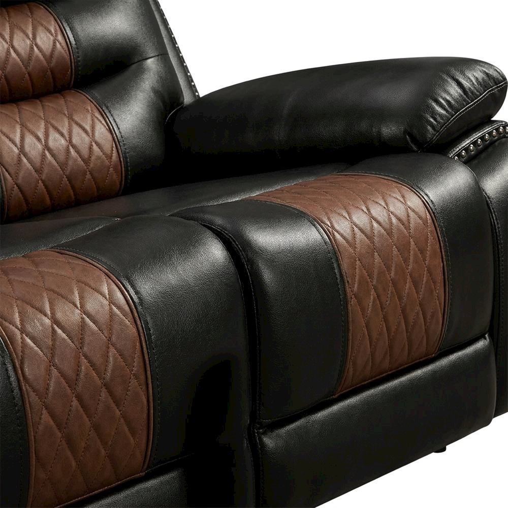 Faux Leather Manual Reclining Sofa and Loveseat Set with Storage, Brown