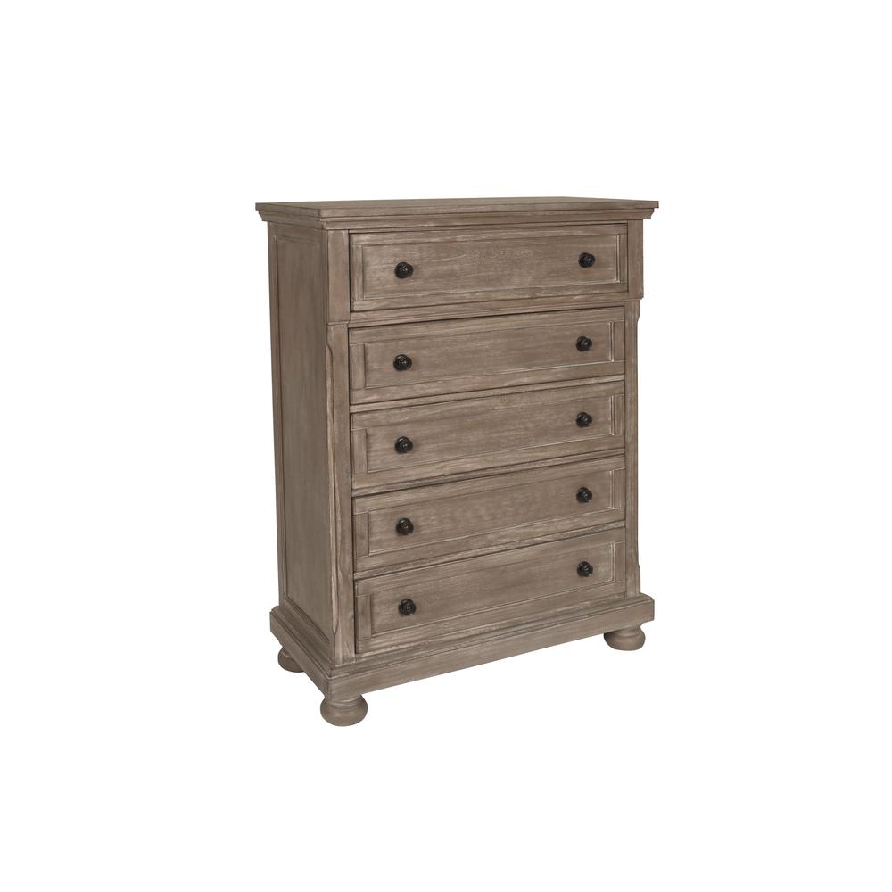 Furniture Allegra 5-Piece King Wood Bedroom Set in Pewter