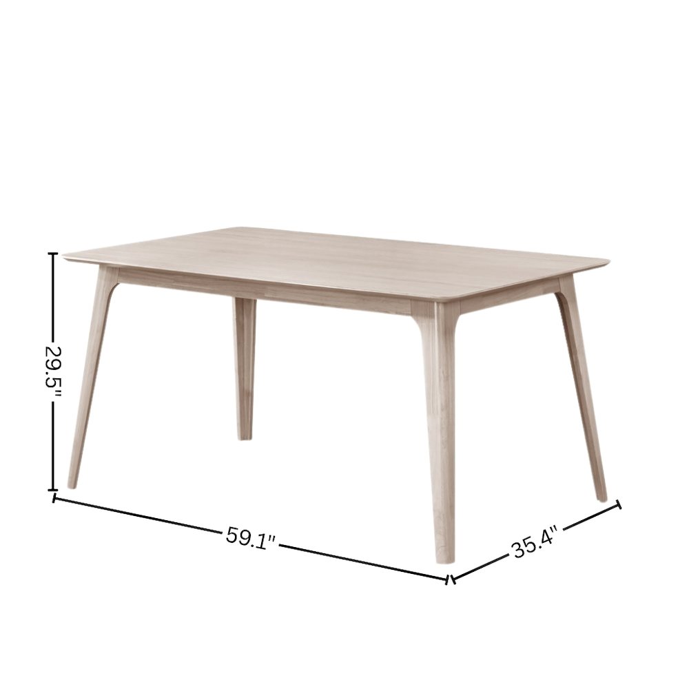 White Ash 60" Rectangle Wood Dining Table, Mid-Century Modern