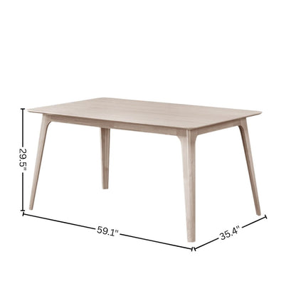 White Ash 60" Rectangle Wood Dining Table, Mid-Century Modern