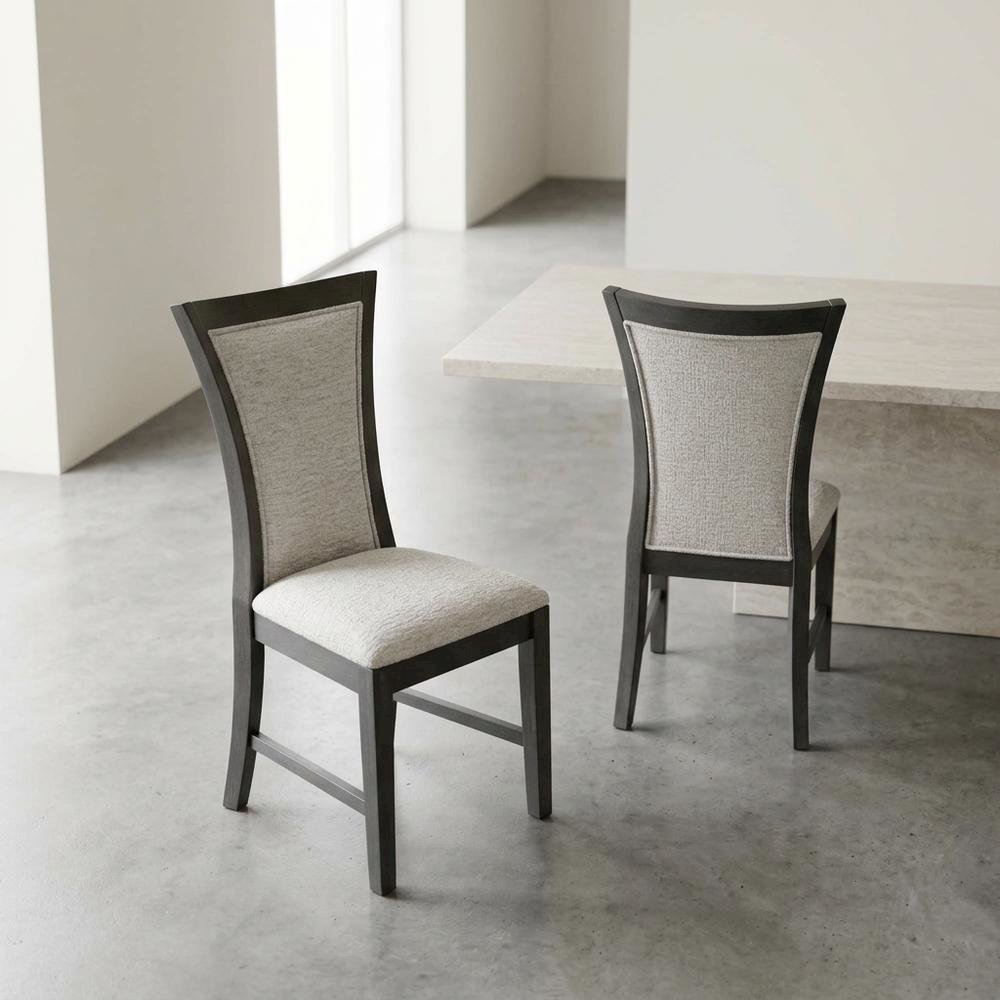 Rubberwood Upholstered Dining Chair with Solid Wood Legs, Transitional