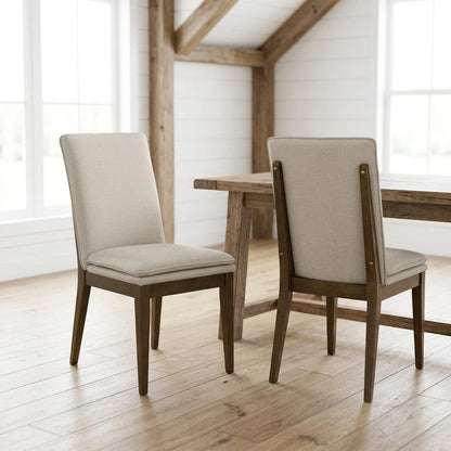 Upholstered Dining Chair with Cushion, Walnut-Leg Wood Kitchen Chairs, Set of 2