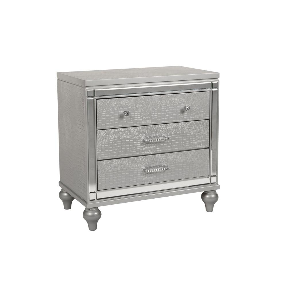 Valentine Furniture 5-Piece Solid Wood King Bedroom Set in Silver