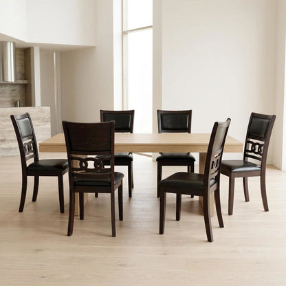 Solid Wood Upholstered Dining Chairs, Ebony, Set of 6