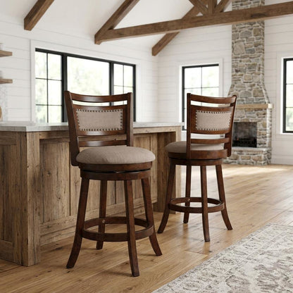 Swivel Counter Height Barstools with Upholstered Seat, Set of 2