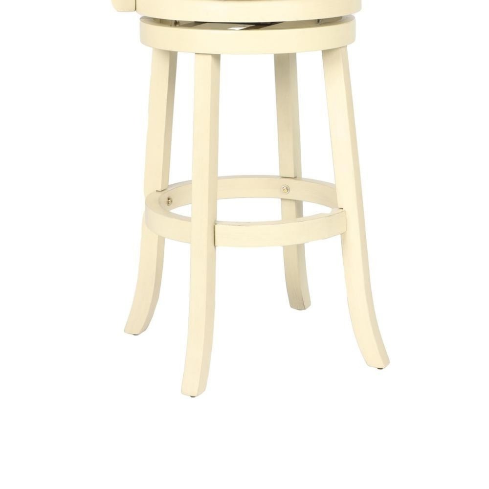White Solid Wood Swivel Bar Stools Set of 2, Upholstered Seat