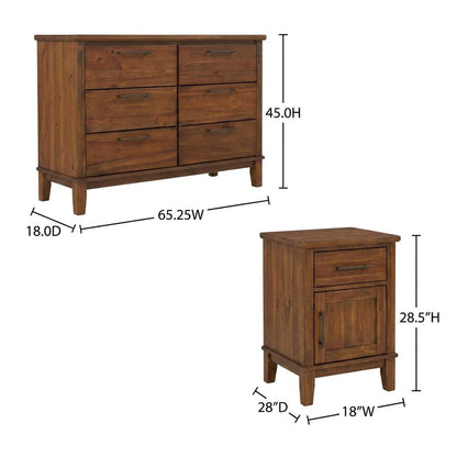 Solid Wood Bedroom Furniture Set with 6-Drawer Dresser and Nightstands