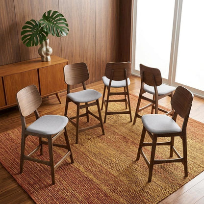 Solid Wood Counter Height Bar Stools with Back for Kitchen, Dark Gray, Set of 6