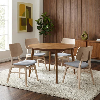 Solid Wood Upholstered Dining Chairs for Kitchen and Dining Room, Gray, Set of 4