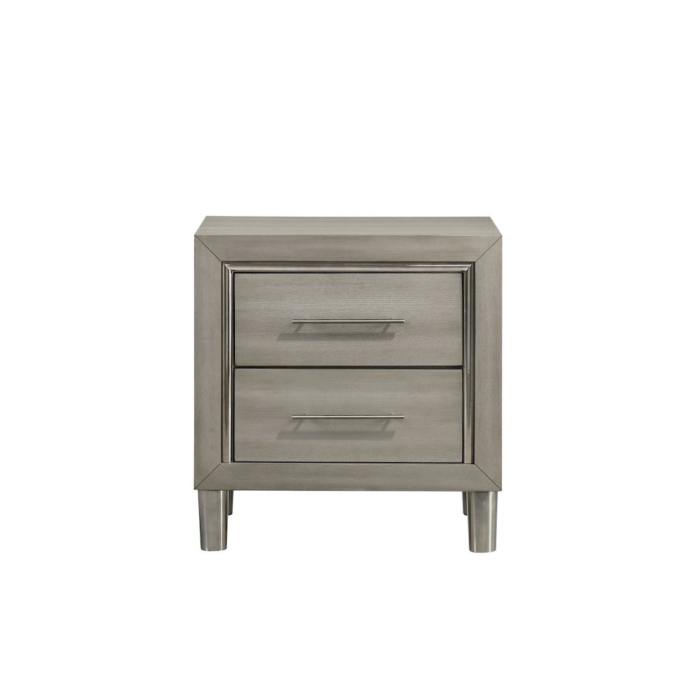 New Classic Furniture Lennox 4Pc Wood King Bedroom Set w Nightstand in Gray