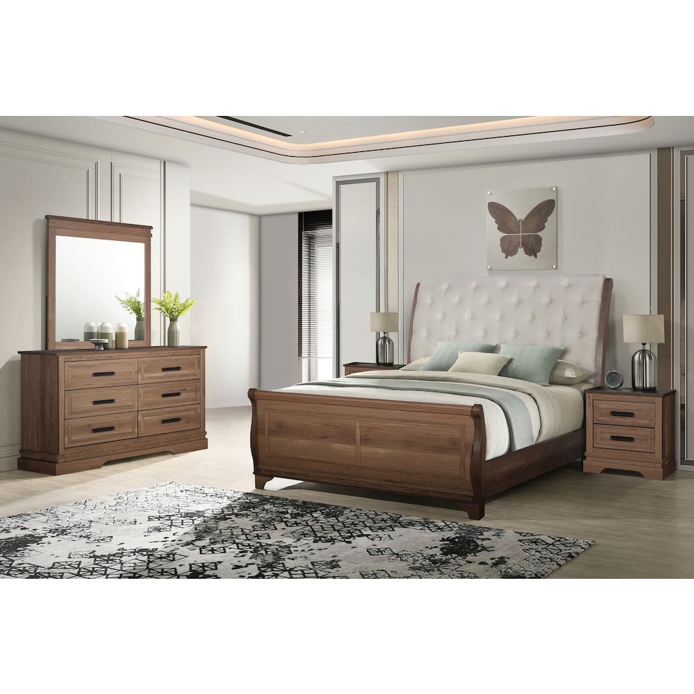 Coventry Hall 5Pc Wood C King Bedroom Set, 2 Nightstands in Pecan
