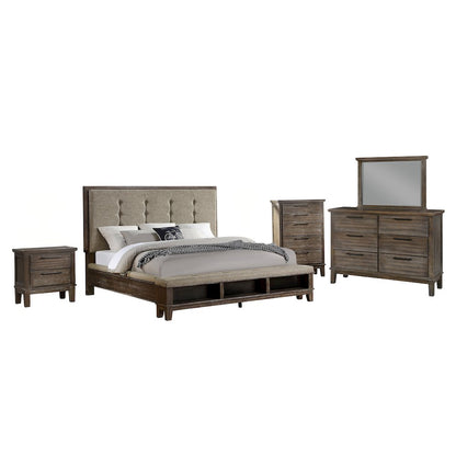 Furniture Cagney 5-Piece King Wood Bedroom Set in Brown