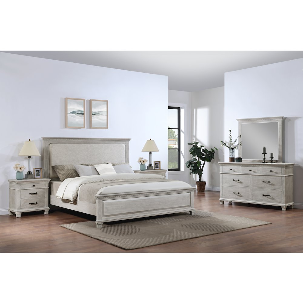 Silver Sands 5Pc Wood Cal King Bedroom Set w 2 Ns in Gray
