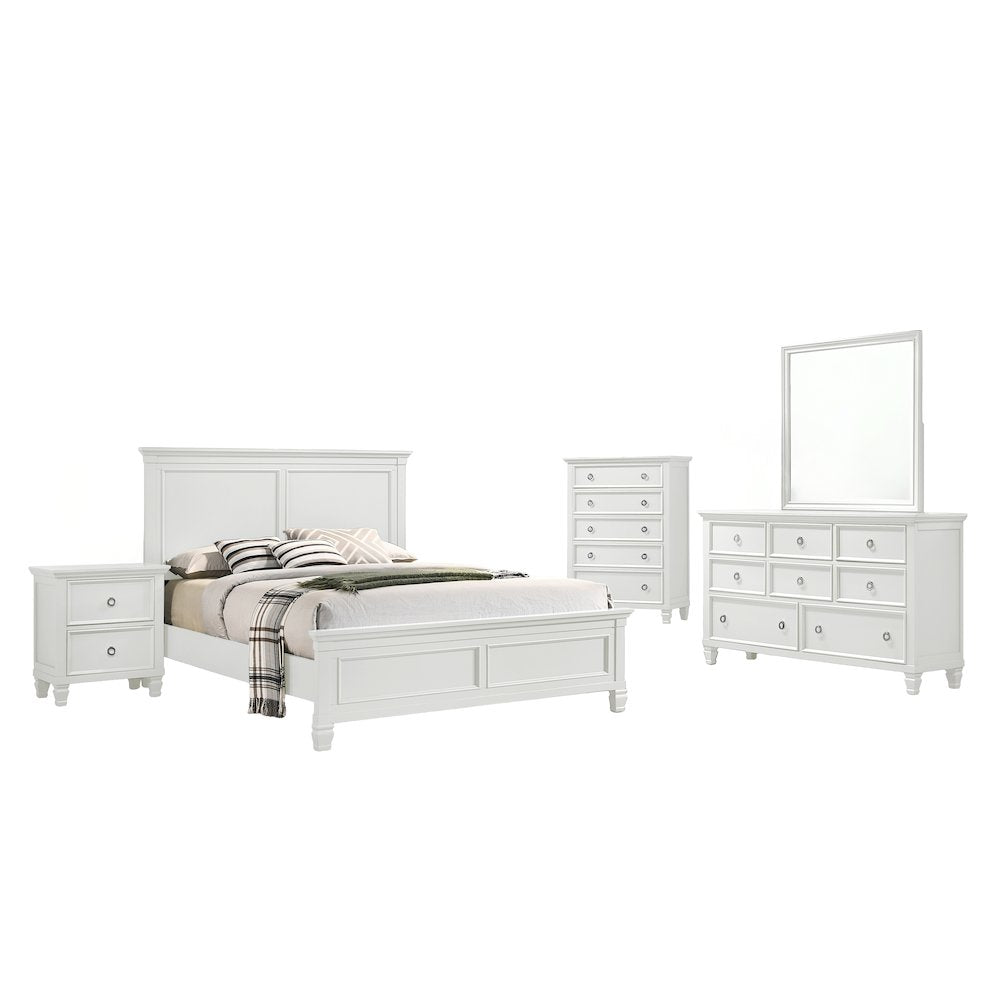 Furniture Tamarack 5-Piece Wood California King Bedroom Set in White