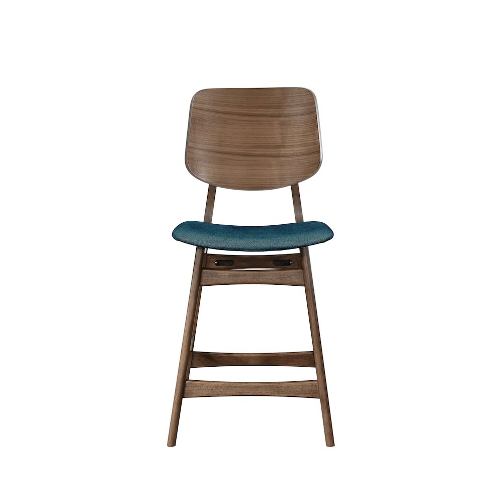 Oscar Wood Counter Chair in Walnut/Teal (Set of 6)