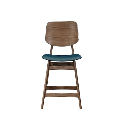 Oscar Wood Counter Chair in Walnut/Teal (Set of 6)