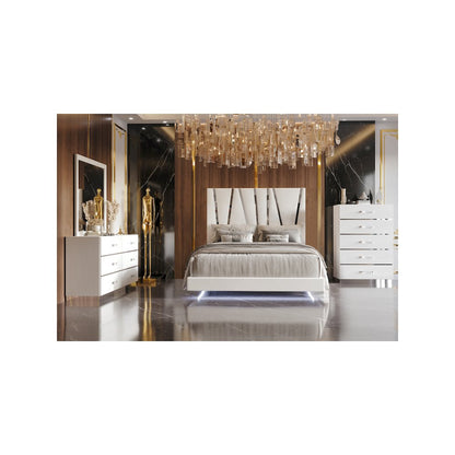 Europa 4-Piece Wood California King Bedroom Set (B/Dr/Mr/Ch), White