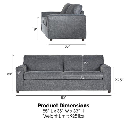 Kylo Ash Gray Polyester Fabric Sofa Couch