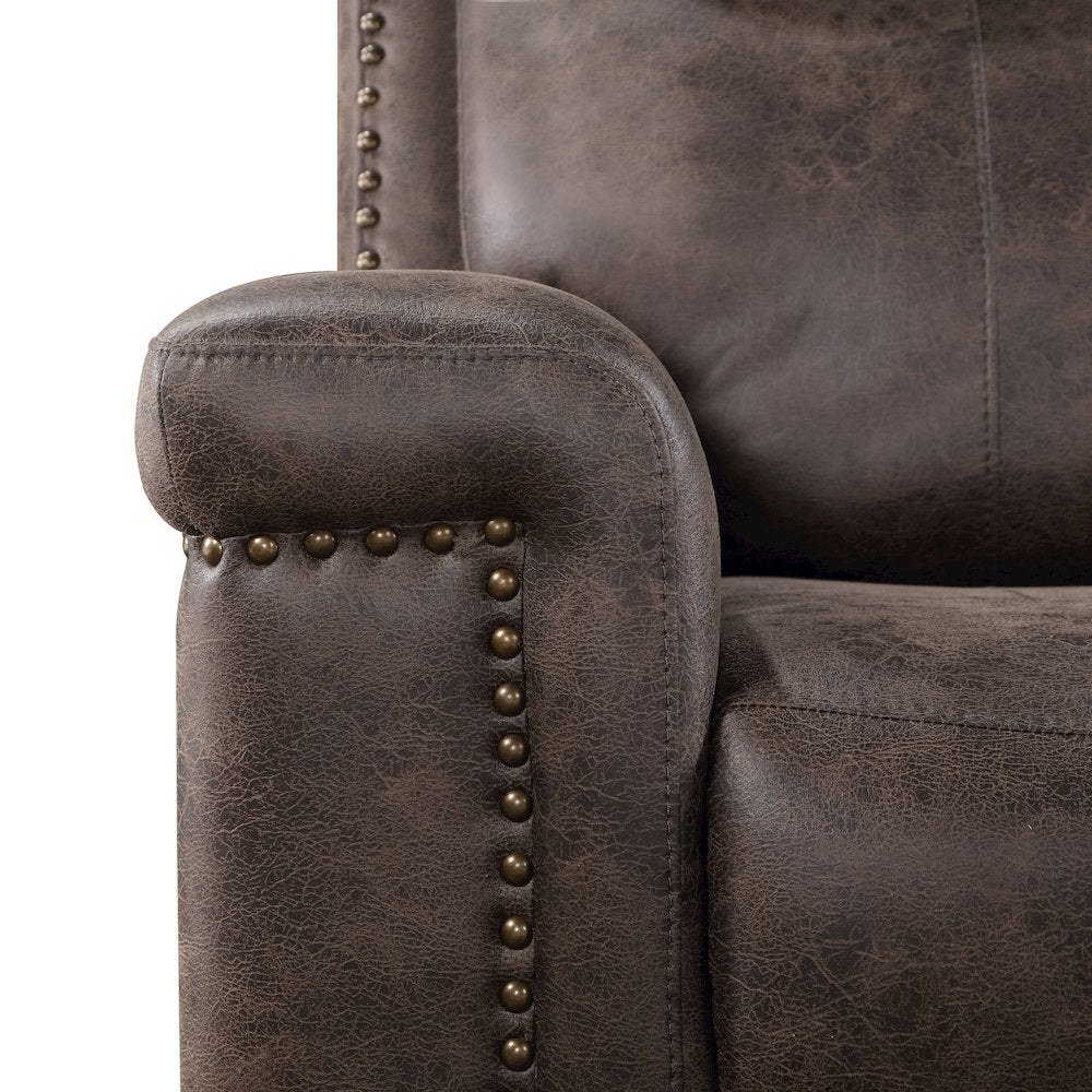 Quade 2-Piece Fabric Upholstered Manual Sofa And Loveseat Set, Mocha Brown