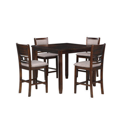 Furniture Gia 5-Piece Transitional Wood Counter Set in Cherry