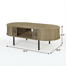 Earth-toned Oval Wood Coffee Table with Cam Bolt and Metal Accents, Surface