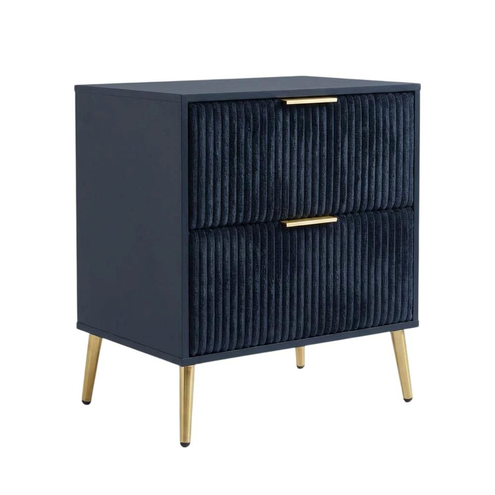 Black Bedroom Nightstand with Gold Legs and Storage Drawer