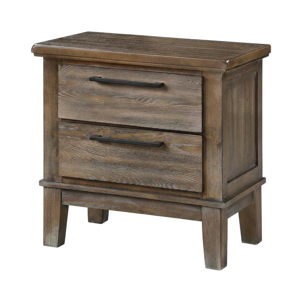 Vintage Brown Solid Wood 2-Drawer Nightstand with Classic Design