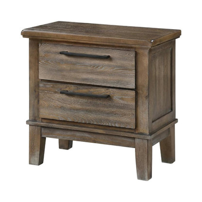 Vintage Brown Solid Wood 2-Drawer Nightstand with Classic Design