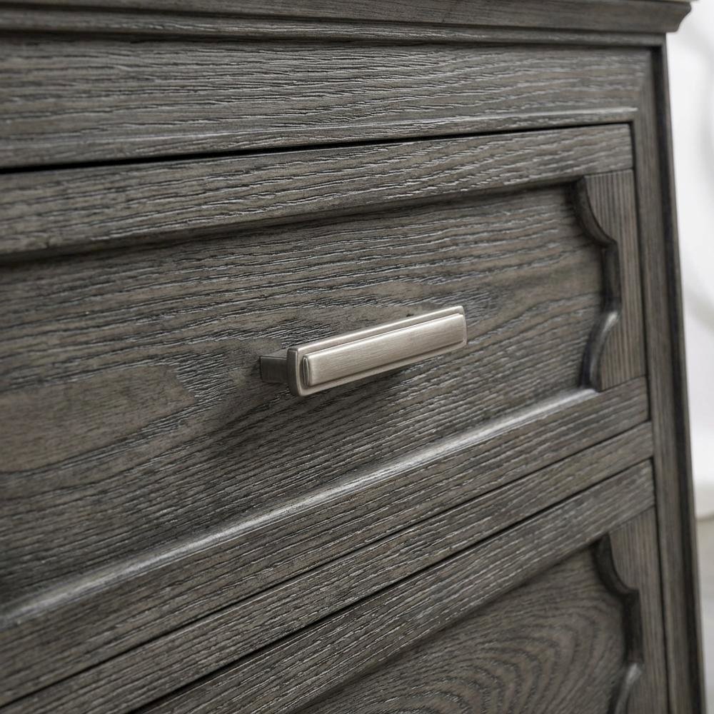 Gray Marble Top Nightstand with Painted Finish and Brushed Nickel Handle