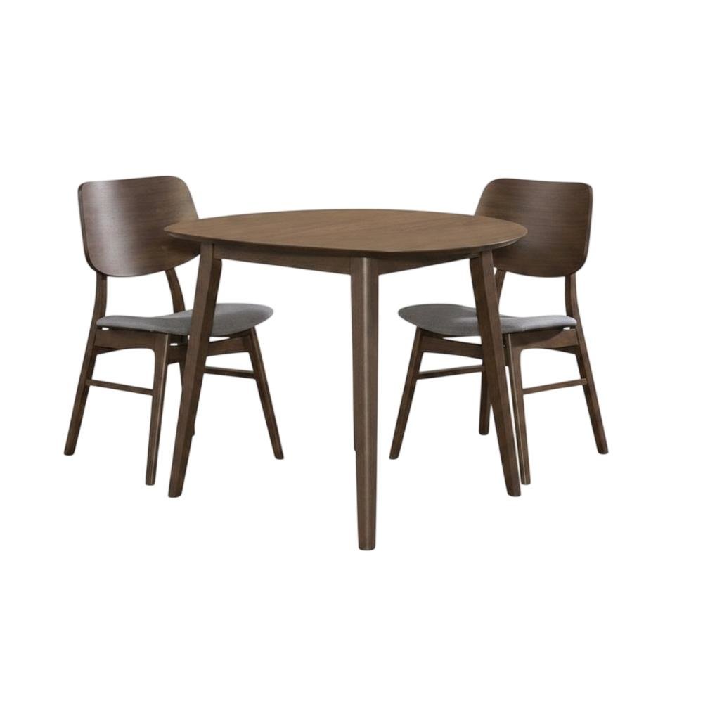 Dark Gray & Walnut 3-Piece Dining Table with Chairs Set
