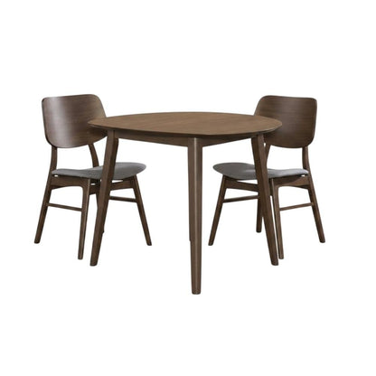 Dark Gray & Walnut 3-Piece Dining Table with Chairs Set