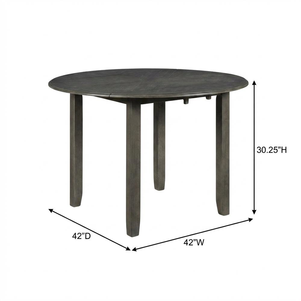 3-Piece Wood Dining Set Round Drop-Leaf Table 2 Chairs Contemporary Gray