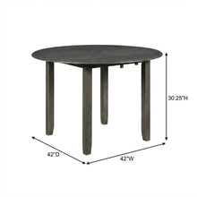 3-Piece Wood Dining Set Round Drop-Leaf Table 2 Chairs Contemporary Gray