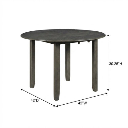 3-Piece Wood Dining Set Round Drop-Leaf Table 2 Chairs Contemporary Gray