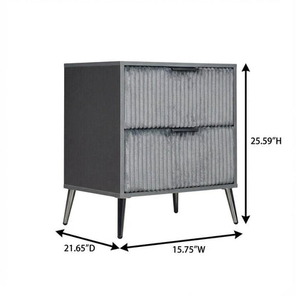 Gray Nightstand with Modern Design and Center Drawer Glide Mechanism